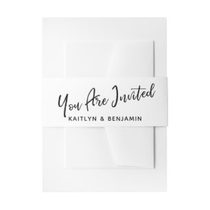 Cintas Para Invitaciones Escritura a mano negra que te invitan a blanco neg