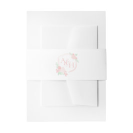 Cintas Para Invitaciones Escudo acuarela Monograma Floral Rosa