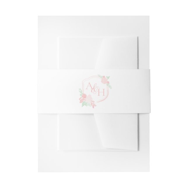 Cintas Para Invitaciones Escudo acuarela Monograma Floral Rosa (Anverso Ejemplo)