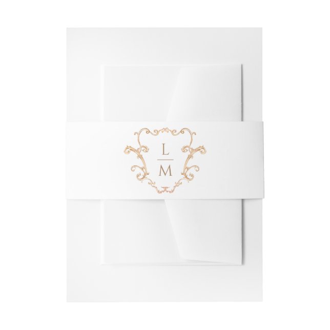 Cintas Para Invitaciones Escudo barroco | Boda de monograma (Anverso Ejemplo)