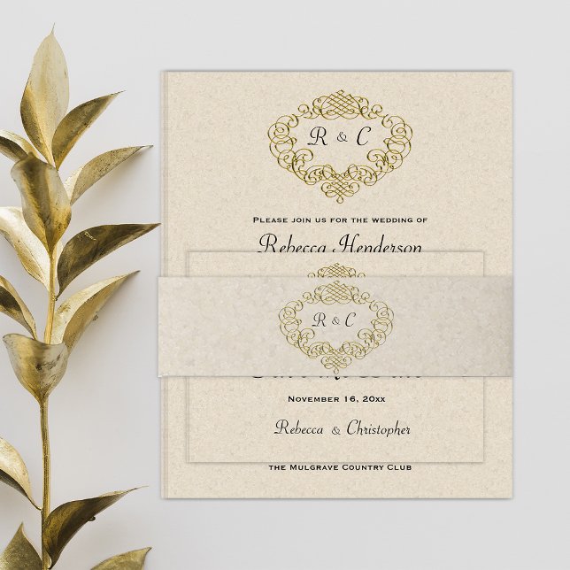 Cintas Para Invitaciones Escudo Boda Monogramado Metálico (Subido por el creador)