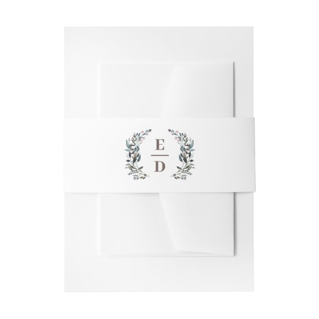 Cintas Para Invitaciones Escudo de jardín | Blanco | Monograma Boda (Anverso Ejemplo)