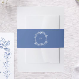 Cintas Para Invitaciones Escudo de la serie azul botánica Chinoiserie Monog