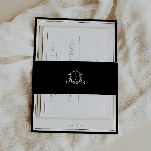 Cintas Para Invitaciones Escudo de monograma de las vaginas inmaduras negro
