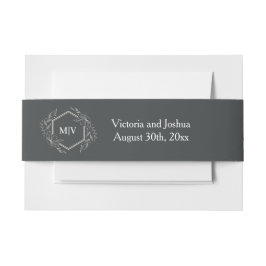 Cintas Para Invitaciones Escudo de monograma gris carbón