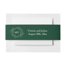 Cintas Para Invitaciones Escudo de Monograma Verde Esmeralda