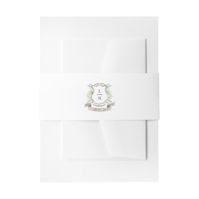 Cintas Para Invitaciones Escudo floral Acuarela Monograma Boda (Anverso Ejemplo)