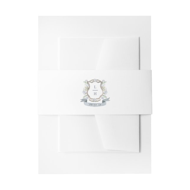 Cintas Para Invitaciones Escudo floral Acuarela Monograma Boda (Anverso Ejemplo)