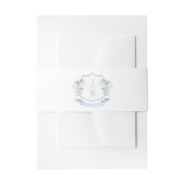 Cintas Para Invitaciones Escudo Floral Azul Boda Monograma