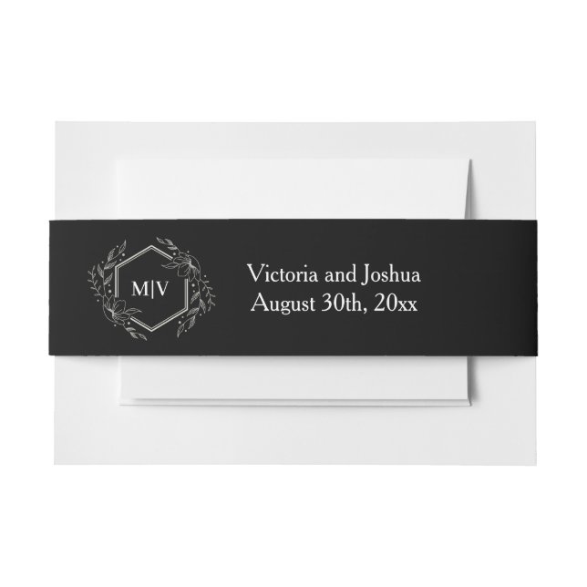Cintas Para Invitaciones Escudo Monograma blanco y negro (Anverso Ejemplo)