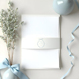 Cintas Para Invitaciones Escudo Monograma de moda con banda azul y cinta de