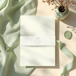 Cintas Para Invitaciones Escudo Monograma de moda con banda verde dibujada 