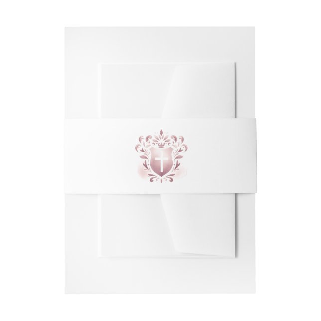 Cintas Para Invitaciones Escudo rosa y cruz polvorientos (Anverso Ejemplo)