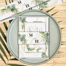 Cintas Para Invitaciones Esferas de oro y Boda botánico