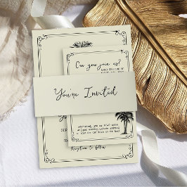 Cintas Para Invitaciones Está invitado a coordinar Boda de palma vintage