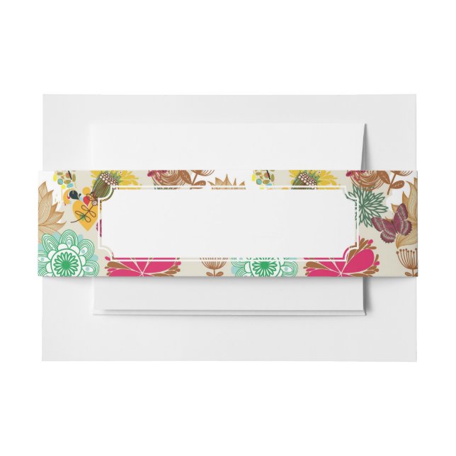 Cintas Para Invitaciones Estampado de flores en estilo retro (Anverso Ejemplo)