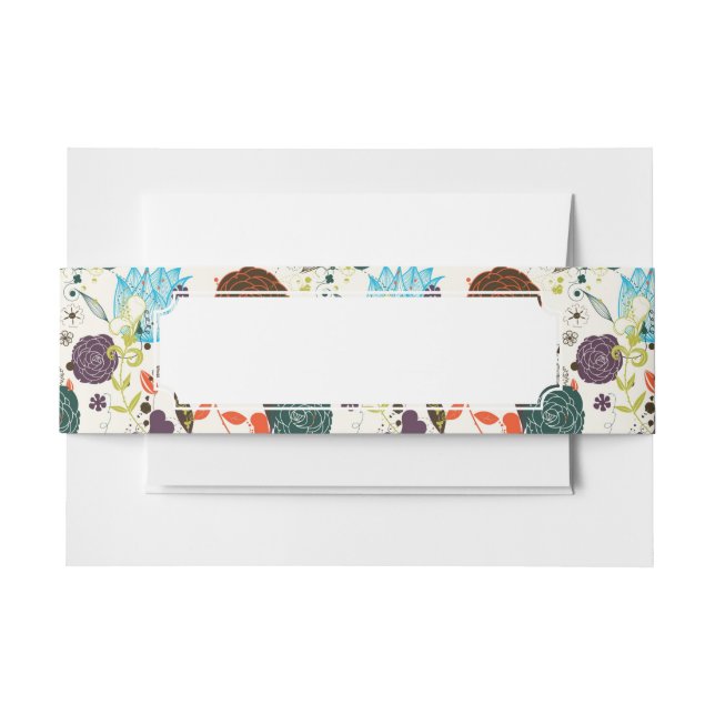 Cintas Para Invitaciones Estampado de flores retro 2 (Anverso Ejemplo)