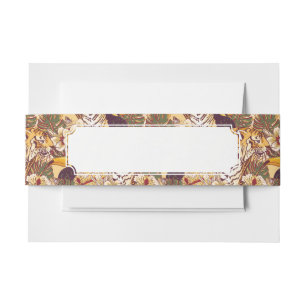 Cintas Para Invitaciones Estampado de flores tropical con el tigre