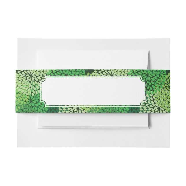 Cintas Para Invitaciones Estampado de flores verde (Anverso Ejemplo)