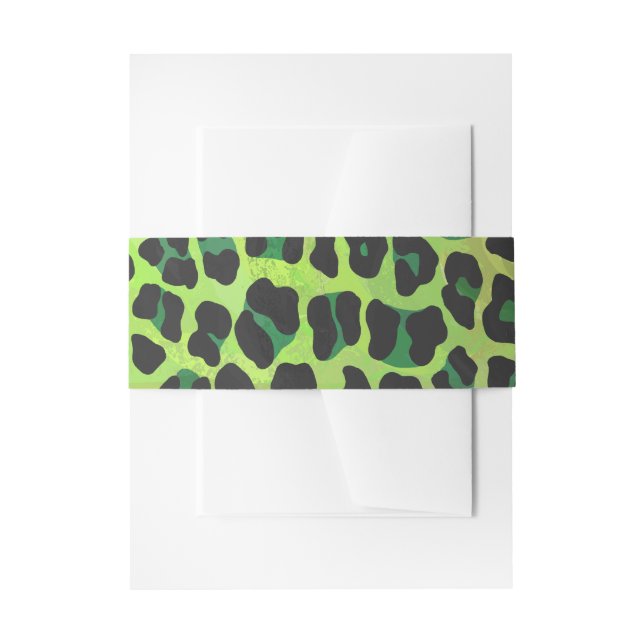 Cintas Para Invitaciones Estampado de leopardo negro y verde (Anverso Ejemplo)