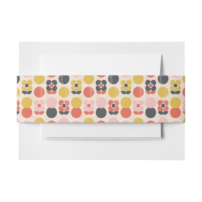 Cintas Para Invitaciones Estampado de plores moderno de los mediados de (Anverso Ejemplo)