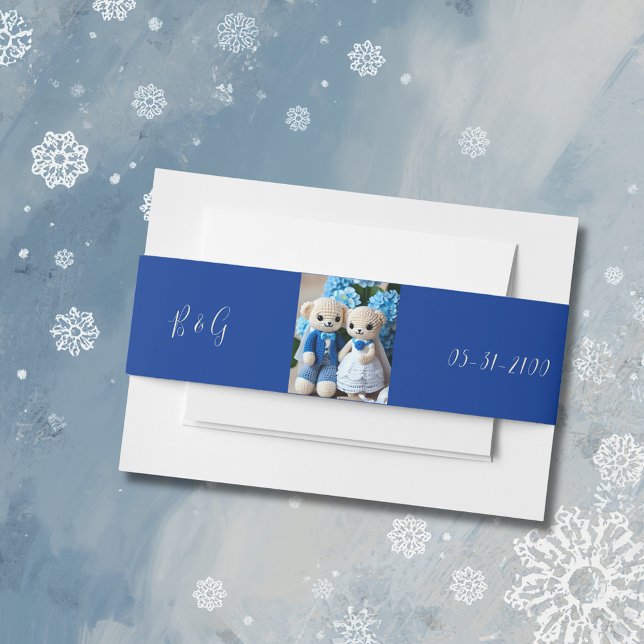 Cintas Para Invitaciones estatua de boda caprichoso azul y blanco (Subido por el creador)