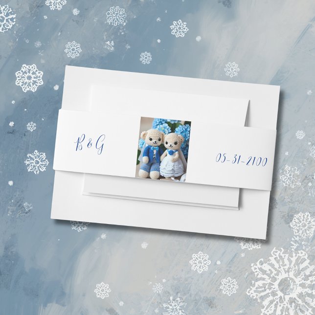 Cintas Para Invitaciones estatua de boda caprichoso azul y blanco (Subido por el creador)