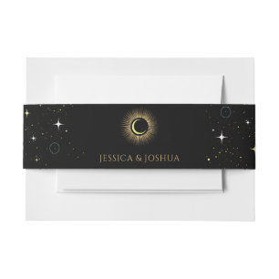 Cintas Para Invitaciones Estrella celestial de luna de sol mística negra