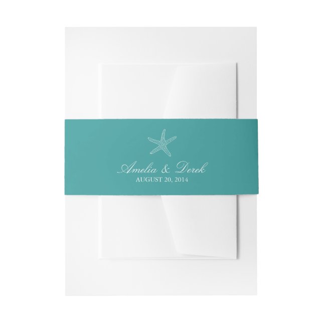 Cintas Para Invitaciones Estrella de mar turquesa (Anverso Ejemplo)