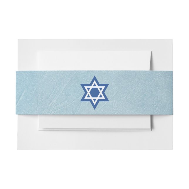 Cintas Para Invitaciones Estrella judía israelí de David azul y blanco (Anverso Ejemplo)