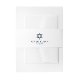 Cintas Para Invitaciones Estrella Mitzvah de David Minimal Navy Blue White