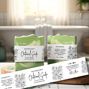 Cintas Para Invitaciones Etiqueta de banda abdominal de jabón casero floral
