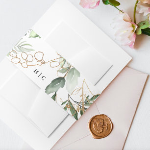 Cintas Para Invitaciones Eucalipto Botánico de Oro Elegante Moss de Verdor