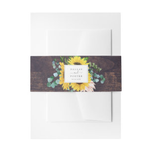 Cintas Para Invitaciones Eucalipto de girasol ruso   Boda maderero