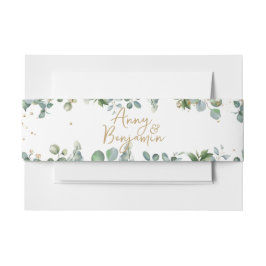 Cintas Para Invitaciones Eucalipto Dorado Brillante - Boda Verde