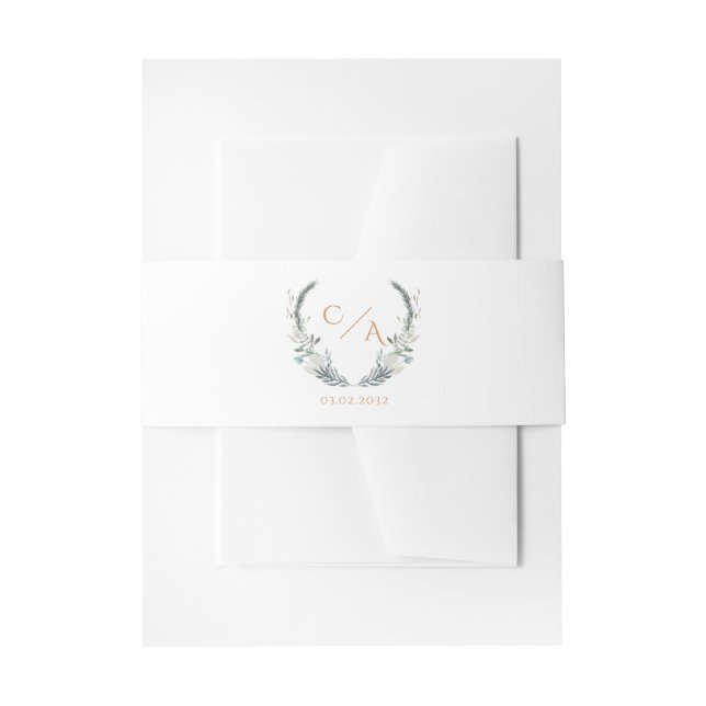 Cintas Para Invitaciones Eucalipto elegante monograma (Anverso Ejemplo)