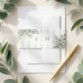 Cintas Para Invitaciones Eucalipto verde acuarela