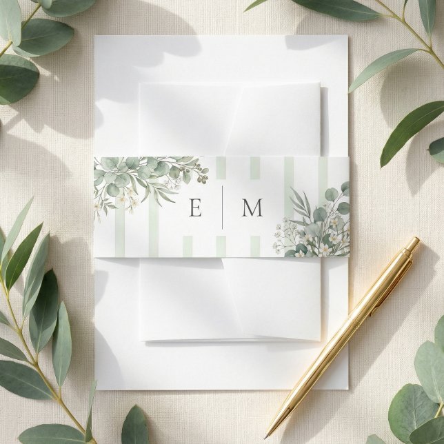 Cintas Para Invitaciones Eucalipto verde acuarela (Subido por el creador)