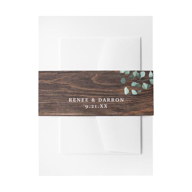 Cintas Para Invitaciones Eucalipto y vegetación de madera (Anverso Ejemplo)