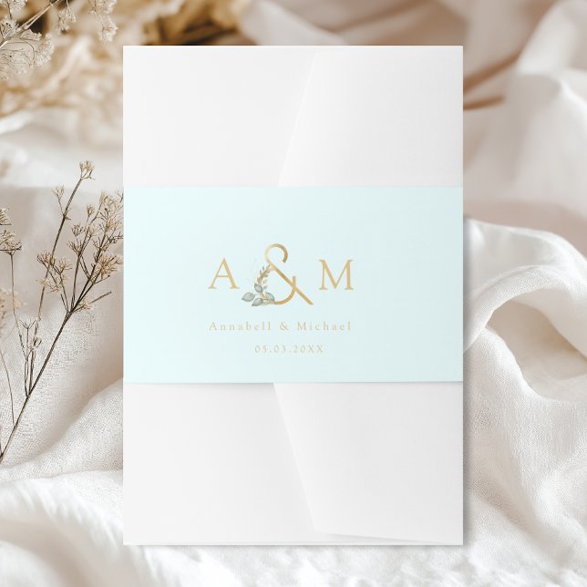 Cintas Para Invitaciones Eucalyptus Ampersand Boda (Eucalyptus Ampersand Wedding Invitation Belly Band)