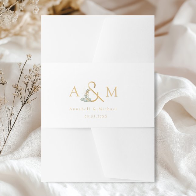 Cintas Para Invitaciones Eucalyptus Ampersand Boda (Personalized Eucalyptus Ampersand Wedding Invitation Belly Band)