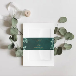 Cintas Para Invitaciones Eucalyptus Boda de la vegetación esmeralda botánic