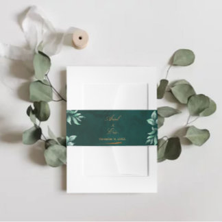 Cintas Para Invitaciones Eucalyptus Boda de la vegetación esmeralda botánic