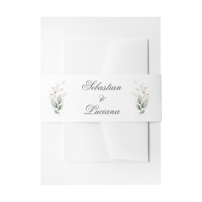 Cintas Para Invitaciones Eucalyptus Boda Español (Anverso Ejemplo)