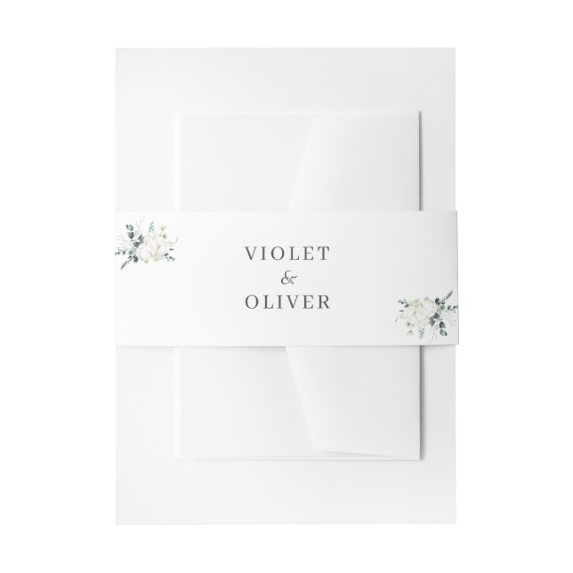 Cintas Para Invitaciones Eucalyptus Cotton | Boda blanco moderno (Anverso Ejemplo)