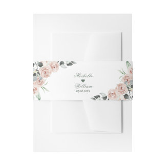 Cintas Para Invitaciones Eucalyptus deja un Rosa agitado Boda floral