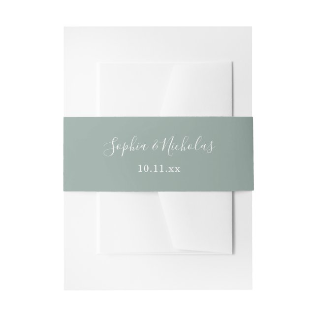 Cintas Para Invitaciones Eucalyptus Green | BODA (Anverso Ejemplo)