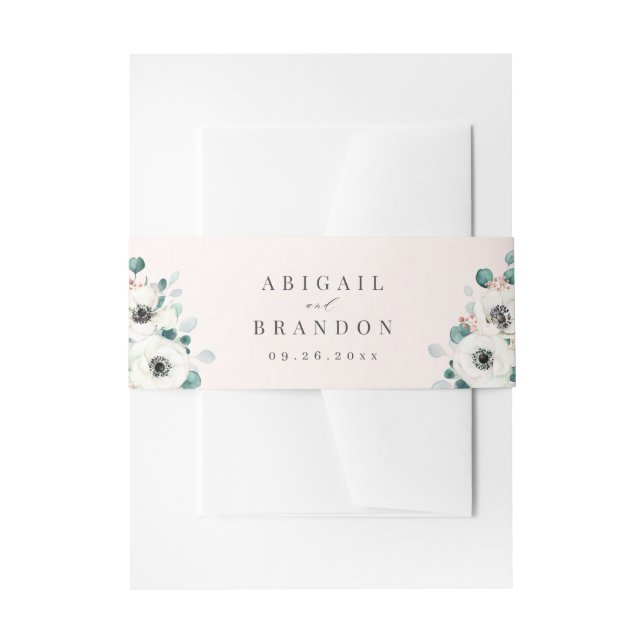 Cintas Para Invitaciones Eucalyptus Greenery anemona boda rústico floral (Anverso Ejemplo)
