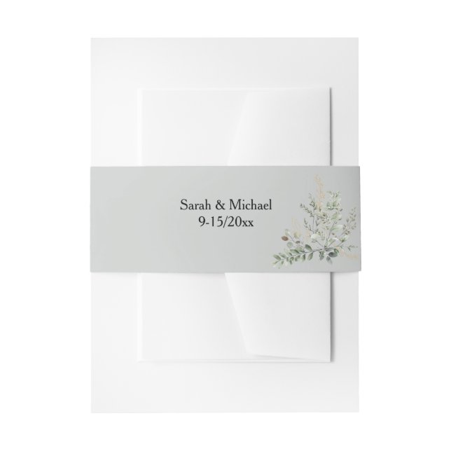 Cintas Para Invitaciones Eucalyptus Greenery Belly Band (Anverso Ejemplo)
