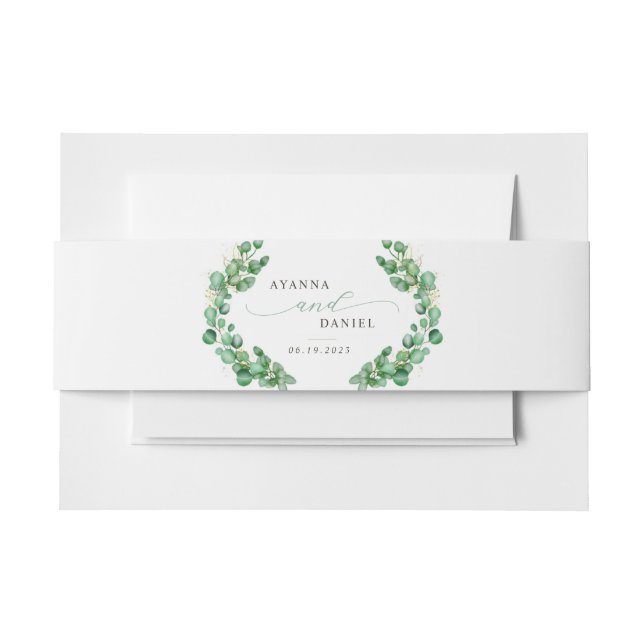 Cintas Para Invitaciones Eucalyptus Greenery Elegant Script (Anverso Ejemplo)